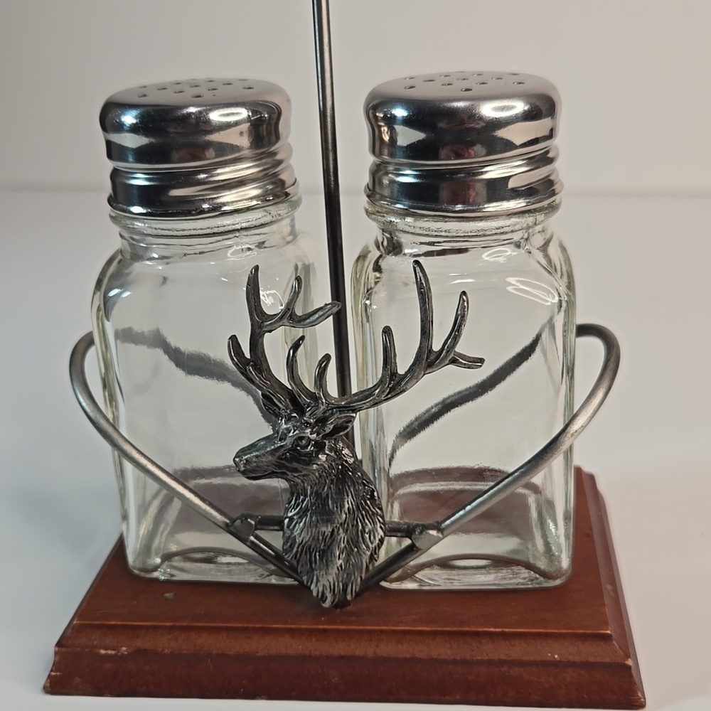 Silver Elk/Deer Salt and Pepper Shaker Set Lodge Hunting Cabin Core CabinCore - Picture 15 of 15